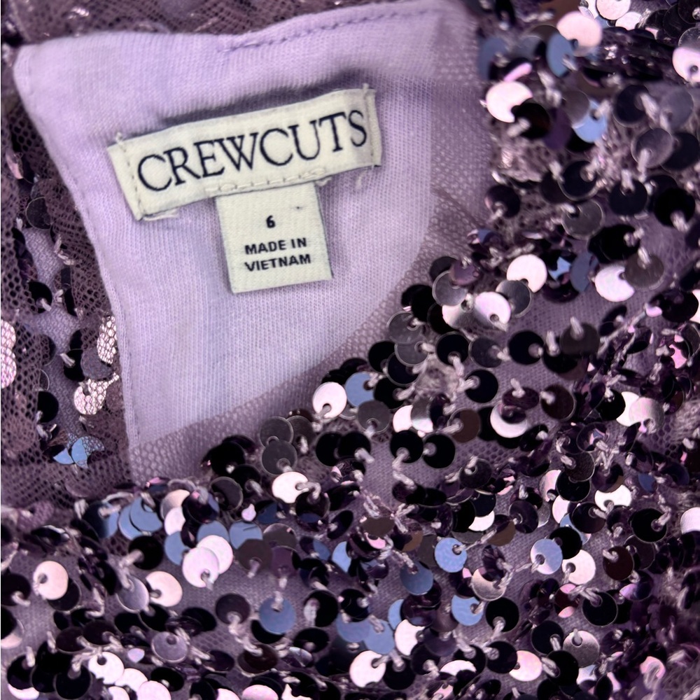 Crewcuts Purple Sequin Sleeveless Party Dress Girls 6 - Picture 3 of 3